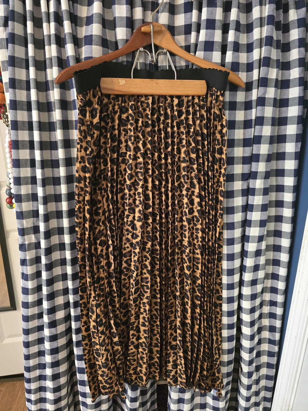 Pleated Leopard Print Maxi Skirt - Brown